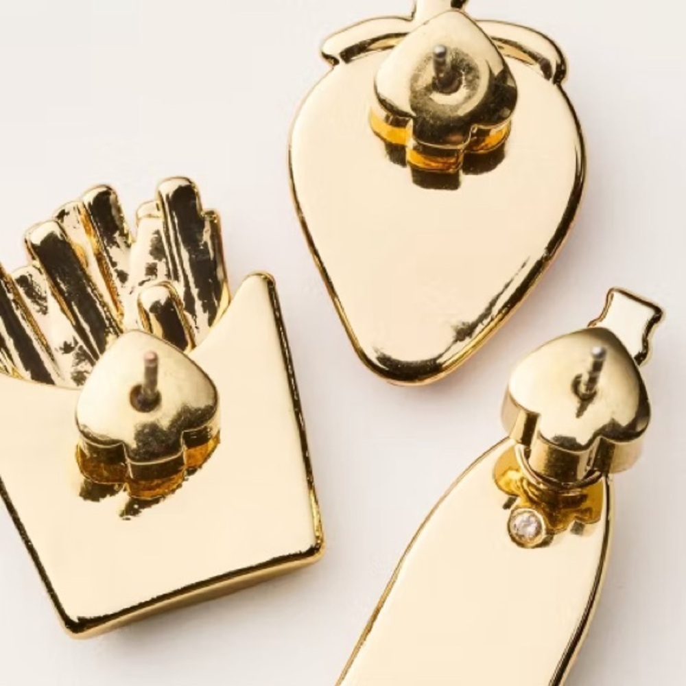 NWT Mixed Novelty Stud Earrings 3pk kate spade new york x Target Red/Green/Gold - Picture 3 of 5